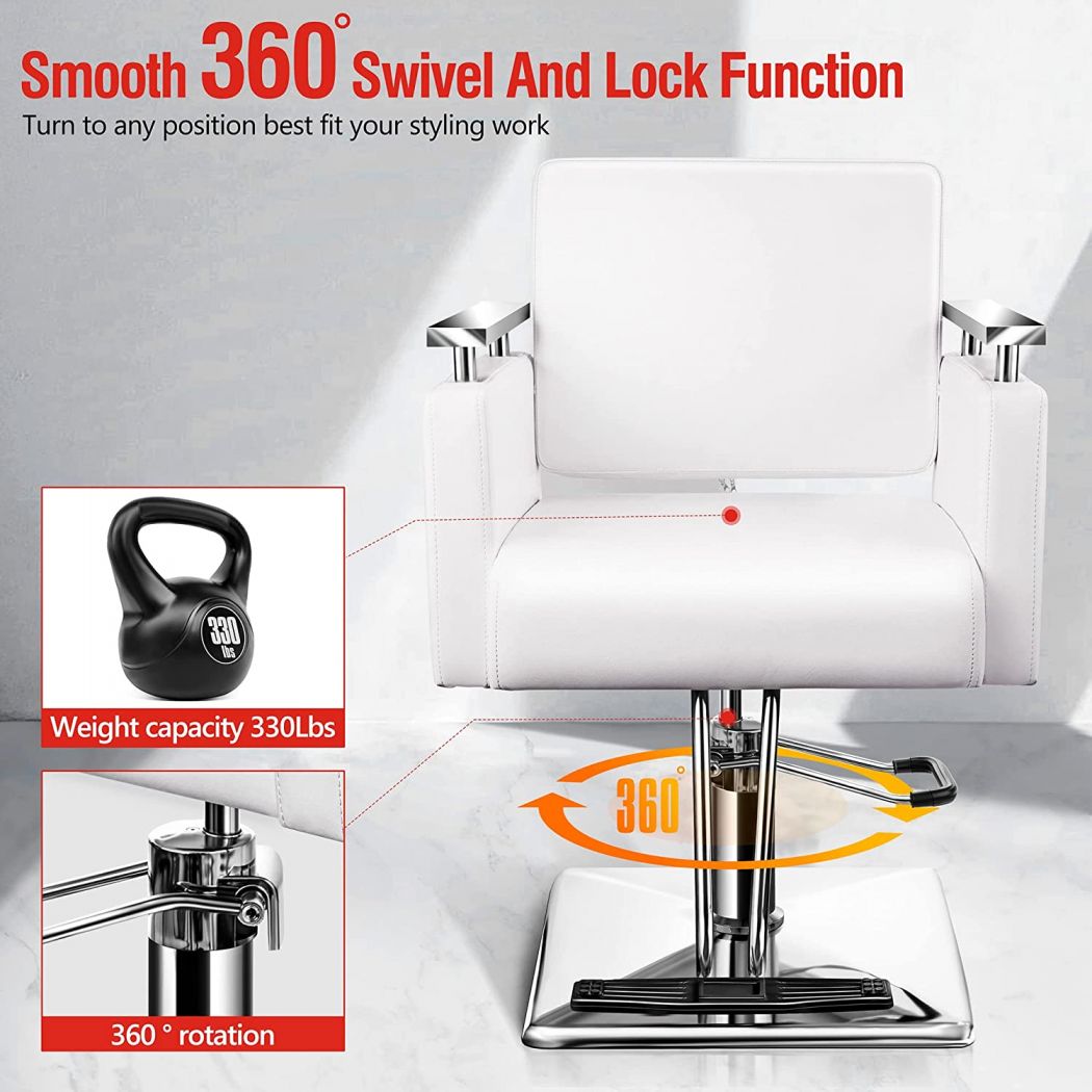 Heavy Duty Steel Frame Stylist Salon Chair White 